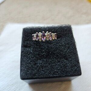 Vintage partial loop Single pink diamond earring